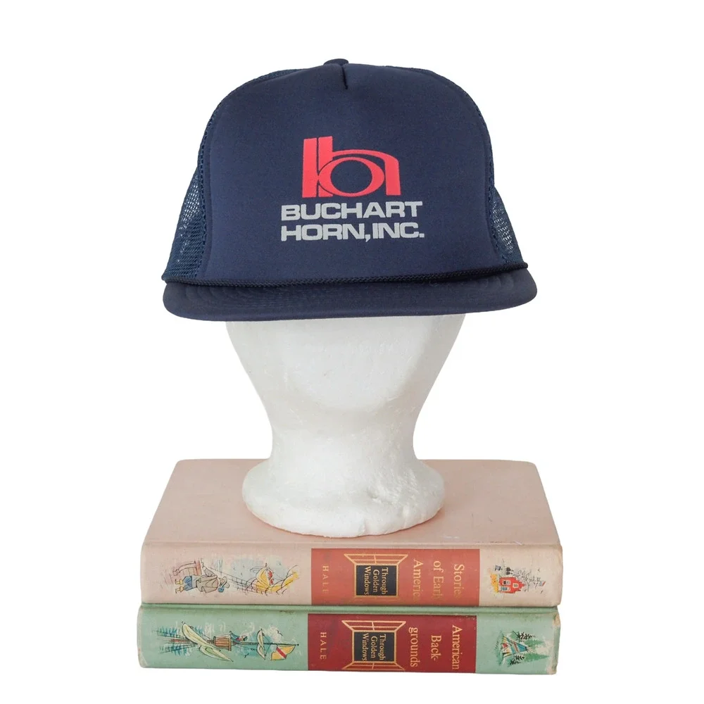 Buchart Horn Puff Print Snapback Trucker Hat Mesh Foam Builder Utility Dad Cap